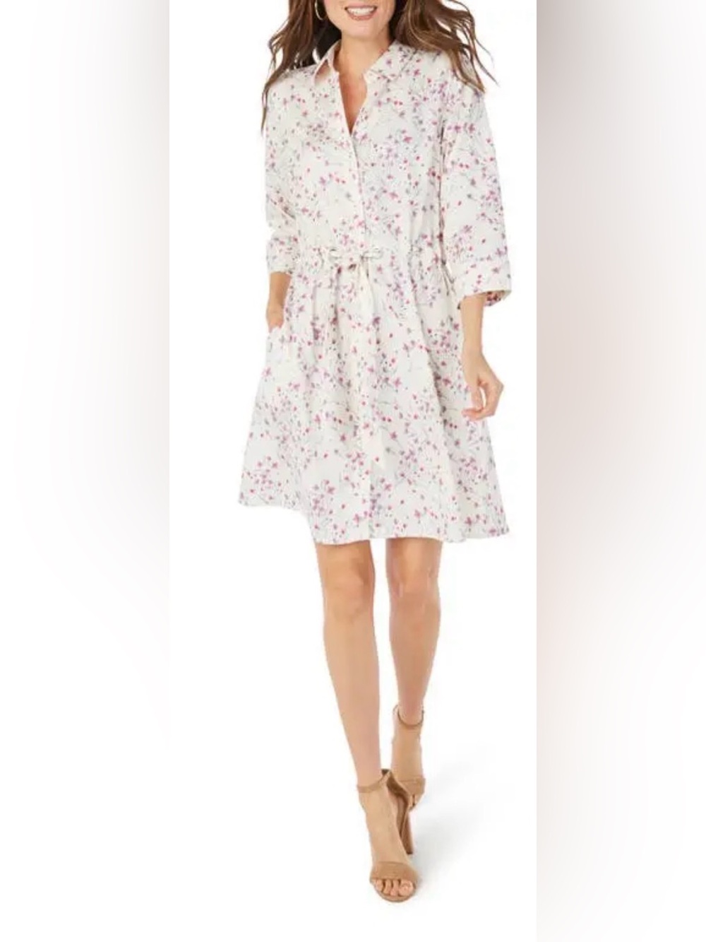 Foxcroft Nicolette Floral Cotton Shirtdress